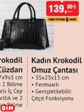 KADIN KROKODİL OMUZ ÇANTASI